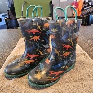 Kids' Dinosaur Rain Boots with Teal Handles